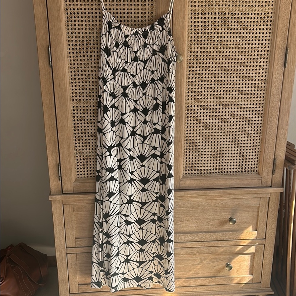 H&M Black and White Floral Midi Dress